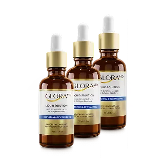 Three bottles of GloraMD Face Lift Serum, the 3 bottle bundle